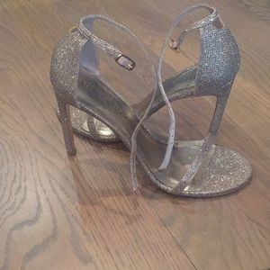 Stuart Weitzman Nudist gold glitter sandal